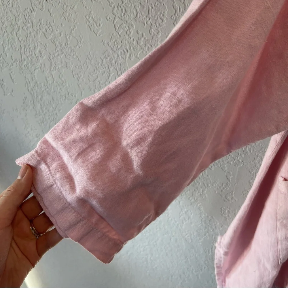 Mosaic USA 100% Linen Pink Button Down Size L - Picture 5 of 6